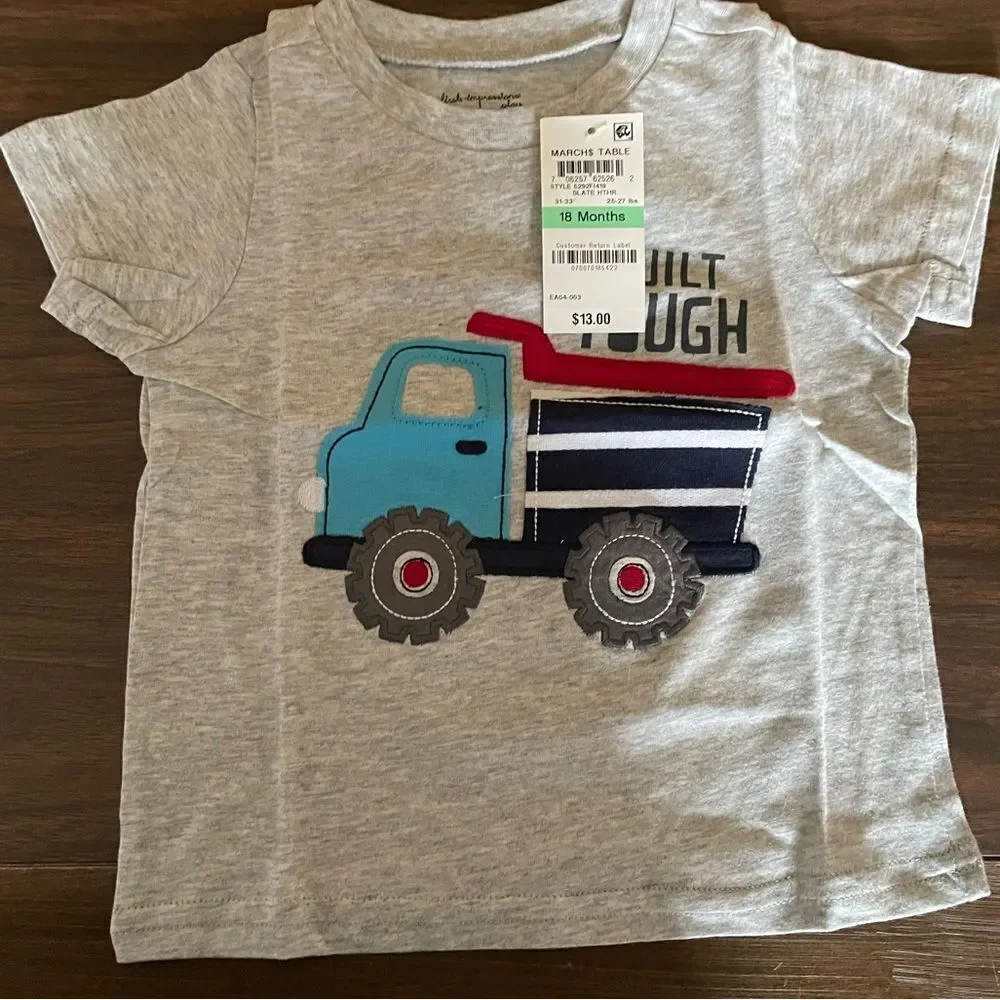 Gray T-Shirt with Truck Design 18m NWT